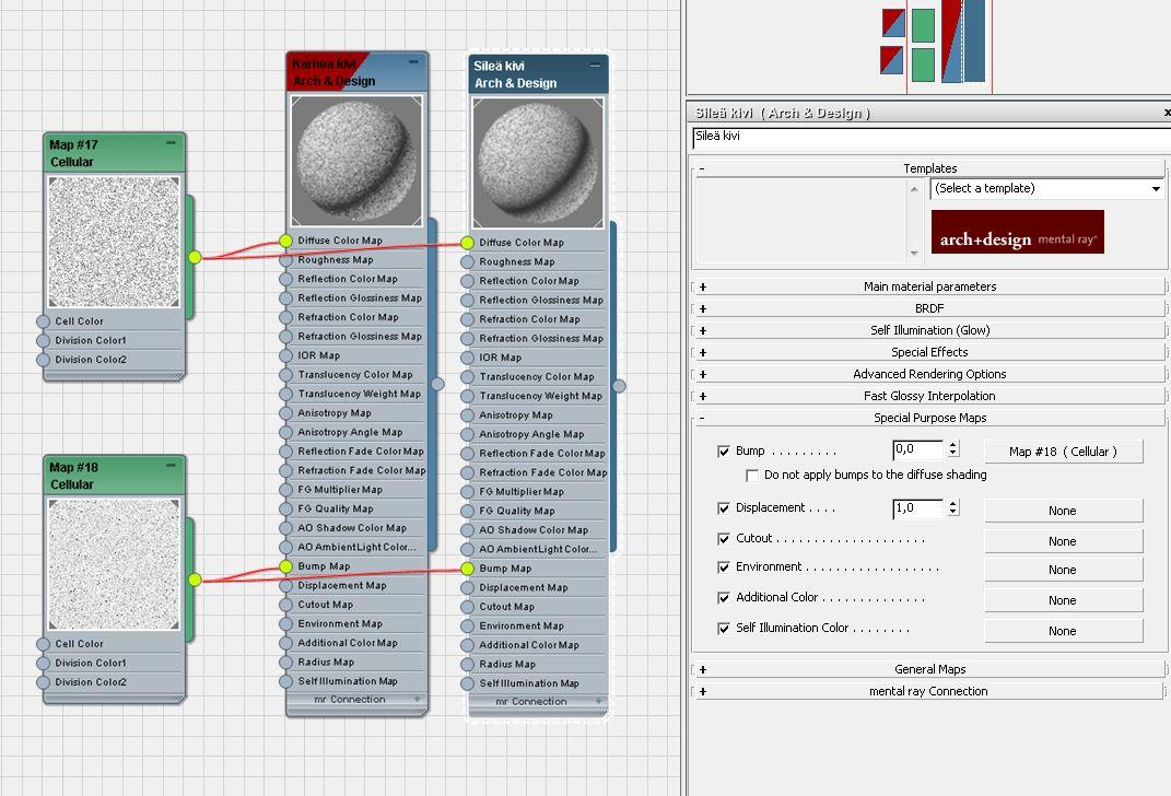 17 Kuva 10. Valmiit kivimateriaalit 7.2.3 Valaisimien visualisointi Valaisimen rakensin valmistajan sivuilta saatavasta 3D-mallista ja erillisillä valonjakotiedostoilla.