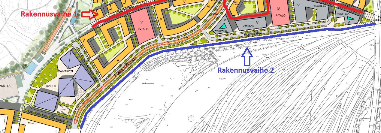 12 4 Tulokset 4.1 Yleistä Valaistusteknilliset laskennat suoritettiin kahdelle eri Maaliikennekeskuksen kaavamuutosalueen rakennusvaiheelle.