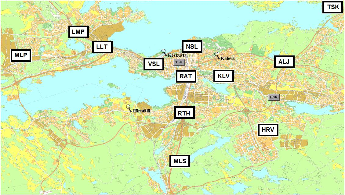 25 Kuva 12. Tampereen Sähköverkko Oy:n sähköasemien sijainti.