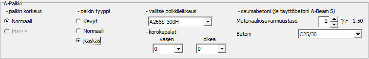 9 Kuva 13. A-Palkki S rakenne Laskennassa käytettävä palkki valitaan seuraavassa järjestyksessä.