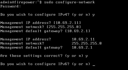 36 sään käyttäjällä admin:admin123. Tämän jälkeen määriteltiin verkon perusasetukset komennolla sudo configure-network kuvan 13 esimerkin mukaisesti. Kuva 13.