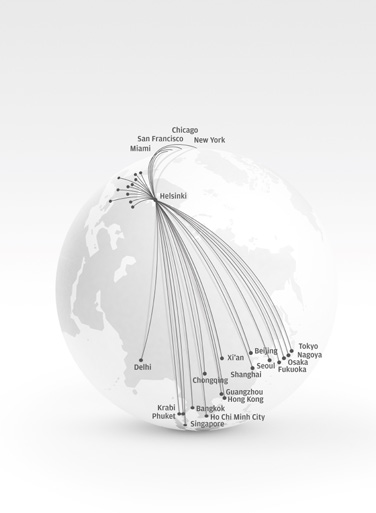 12 ARVONLUONTI JA STRATEGIA Finnairin kasvustrategian kulmakivenä on yhtiön maantieteellinen sijainti, joka mahdollistaa nopeimmat yhteydet kasvavilla Aasian ja Euroopan välisillä lentomarkkinoilla.
