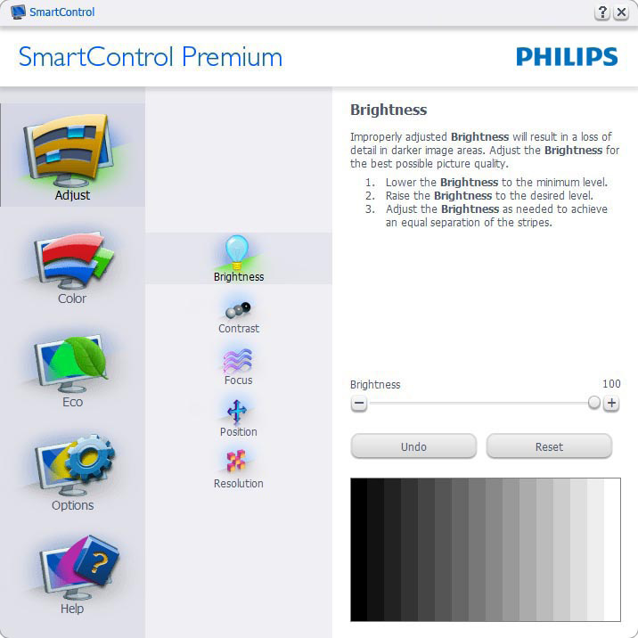 3. Kuvan optimointi 3.3 Philips SmartControl Premium Phillipsin uusi SmartControl Premium -ohjelmisto mahdollistaa näytön säädön helppokäyttöisellä graafisella kuvaruutukäyttöliittymällä.