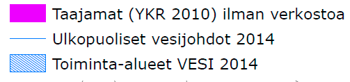 Vesihuollon ulkopuolisen taaja-asutuksen sijoittumista ilmentää kuva 6.