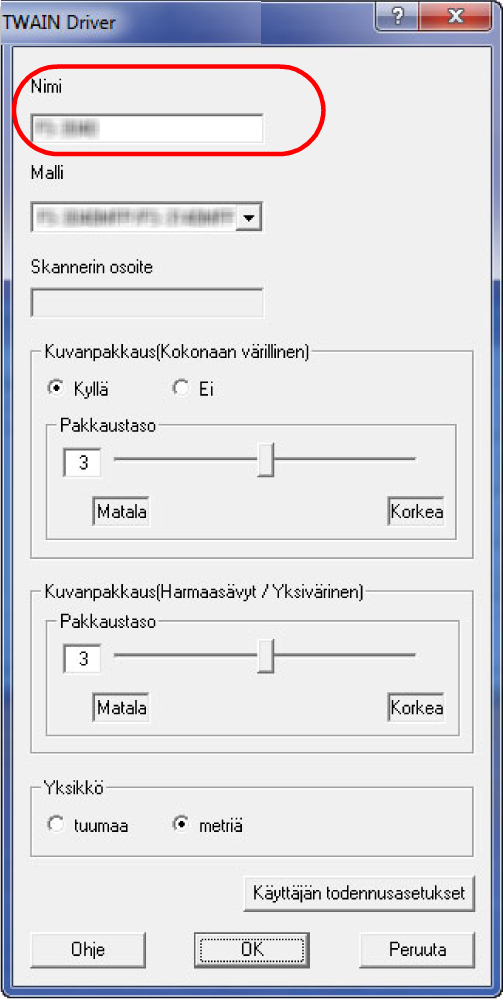 Valmistelut ennen käyttöä TWAIN-ajurin asetus Rekisteröi kone TWAIN-ajuriin. 1 Valitse Windowsissa Käynnistä-painike, Kaikki ohjelmat, Olivetti ja TWAIN-ajurin asetus. 2 2 Napsauta Lisää.