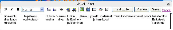 WIKI-EDITORI Etusivua voi muokata oikealla ylhäällä olevasta Edit This Page painikkeella.. Voit kirjoittaa sivulle esimerkiksi lyhyen kuvauksen siitä, mikä wikisi oikein on ja mitä se sisältää.