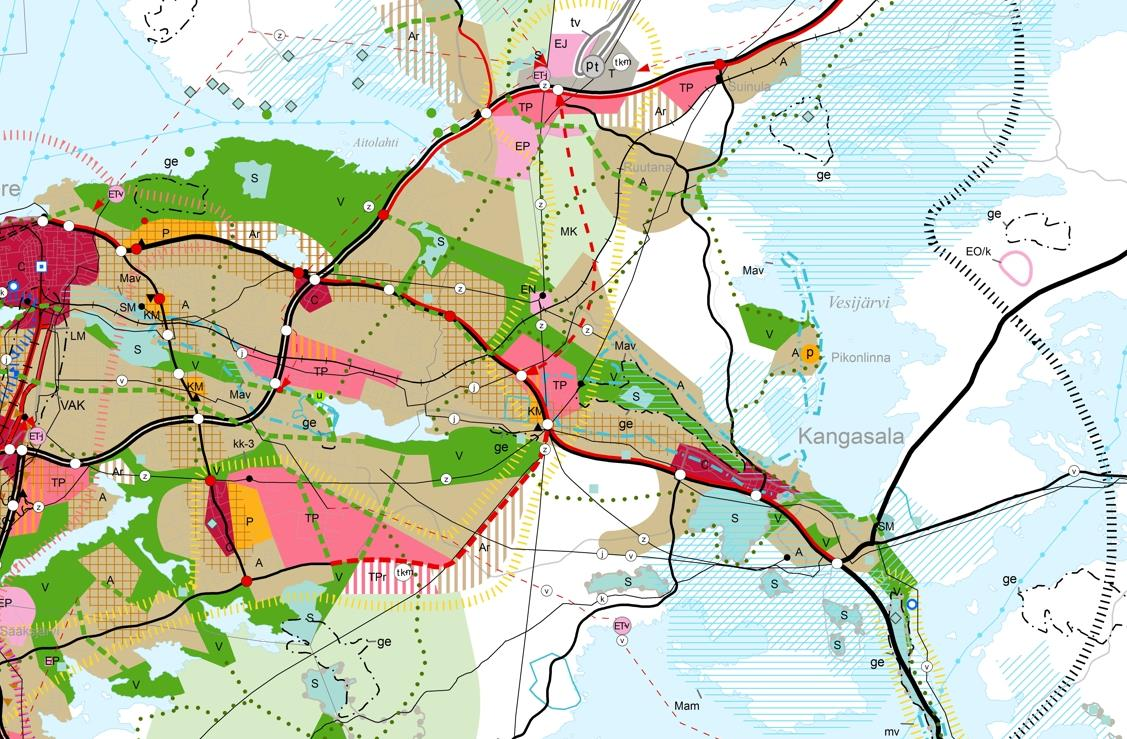 Maakuntakaavan ratkaisut ovat Kangasalan osalta