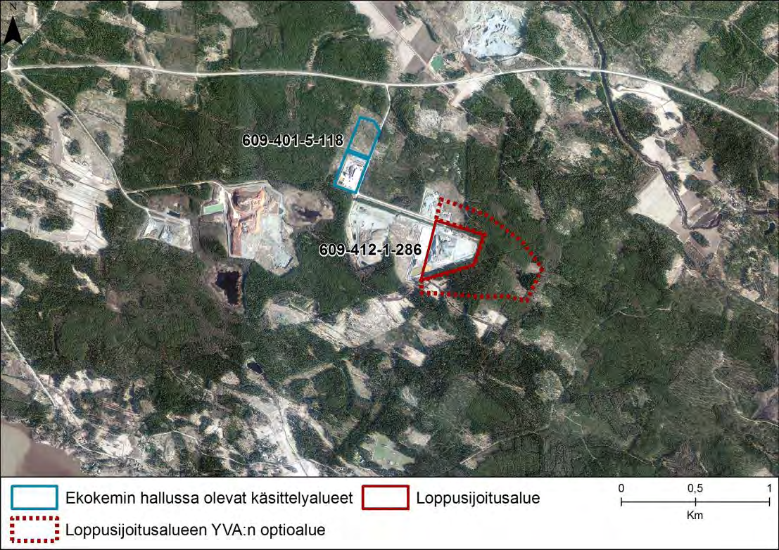 Kuva 5. Ekokemin Porin teollisuusjätekeskuksen sijainti Peittoossa. Kuva 6. Ekokem-Palveluiden nykyisten toimintojen sijoittuminen Peittoon alueella.