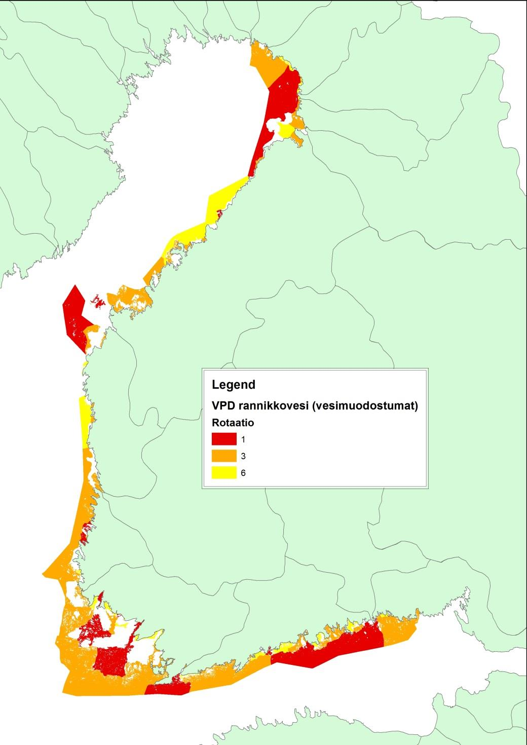 Rannikon pohjaeläinseuranta Vuosittainen VPD-seuranta Jokaisessa pintavesityypissä vuosittaista seurantaa Lisäksi 3-6 v välein seurattuja vesimuodostumia Vaihettumat kuormitetuilta alueilta vähemmän