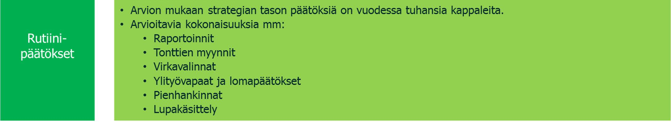 3.2 Päätöksenteontasot Yritysvaikutusarviointimenetelmässä kunnan päätökset on jaettu kuvan 4 mukaisesti neljään tasoon.