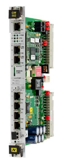 KUVA 5. GW502-ala-asema (Netcontrol 2016) Kuvassa on esitetty yksi GW502A-moduulin piirikorteista. Näitä kortteja on moduulissa mallista riippuen 3-14 kappaletta.
