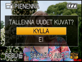 Lisäasetukset (Toisto) [PIENENNÄ] Kuvakoon (pikselimäärän) pienentäminen Suosittelemme pienentämään arvoon [ ], jos haluat liittää kuvan sähköpostiin tai laittaa sen verkkosivustolle.