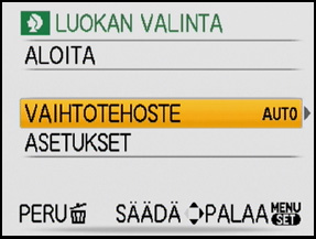 Lisäasetukset (Toisto) Diaesityksen asetusten muuttaminen Voit muuttaa diaesityksen toistoasetuksia valitsemalla [VAIHTOTEHOSTE] tai [SETUP] diaesityksen valikkonäytössä.