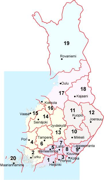 Kuva 1. Alueelliset taidetoimikunnat ja alueelliset elokuvan, valokuvan, tanssin ja lastenkulttuurin keskukset.