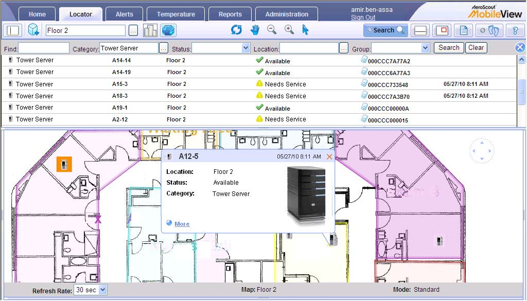 Inventory Control Solution Real-time view of IT assets in each floor/area