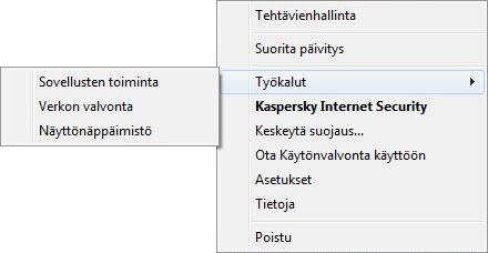 Näyttönäppäimistön käynnistäminen Voit avata näyttönäppäimistön seuraavilla tavoilla: Tehtäväpalkin ilmoitusalueen sovelluskuvakkeen pikavalikosta Sovellusikkunasta Työkaluriviltä Microsoft Internet