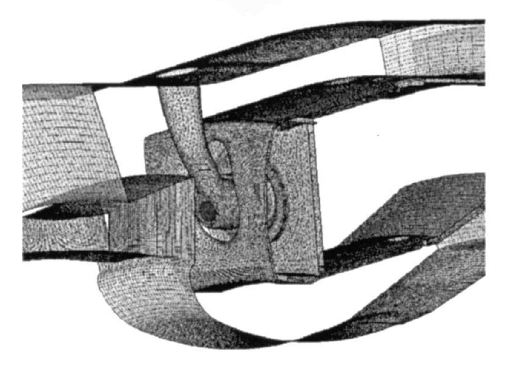 30 5. MALLINNETTUJA POLTTOLAITTEITA (a) (b) Kuva 5.6: Mallinnettu kaasuturbiinin polttokammio. (a) Koko polttimen geometria.