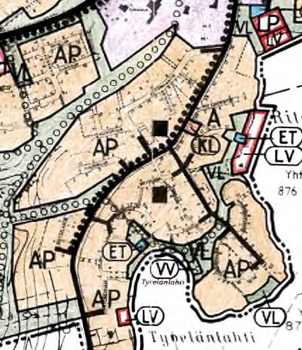 Kuva: Ote kirkonkylän osayleiskaavasta. 3.3 Asemakaavat Suunnittelualueella on voimassa seuraavat asemakaavat: Kirkonseudun rakennuskaava. Vahvistettu 8.4.1968. Tyvelän rakennuskaava.