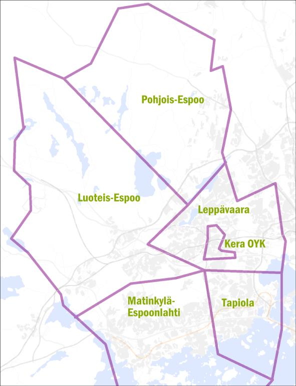 Matkojen suuntautuminen Osayleiskaava-alueen matkojen suuntautumista on arvioitu HELMET-mallilla laadittujen ennusteiden osalta.