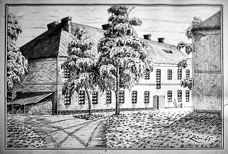 ^ Piirustus upseerirakennuksesta vuodelta 1945, valokuvannut Ulla-Riitta Kauppi.