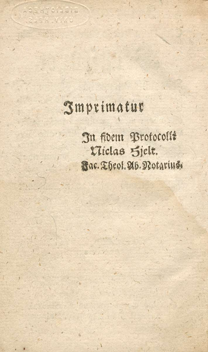 Imprimatur In fidein Protocolli