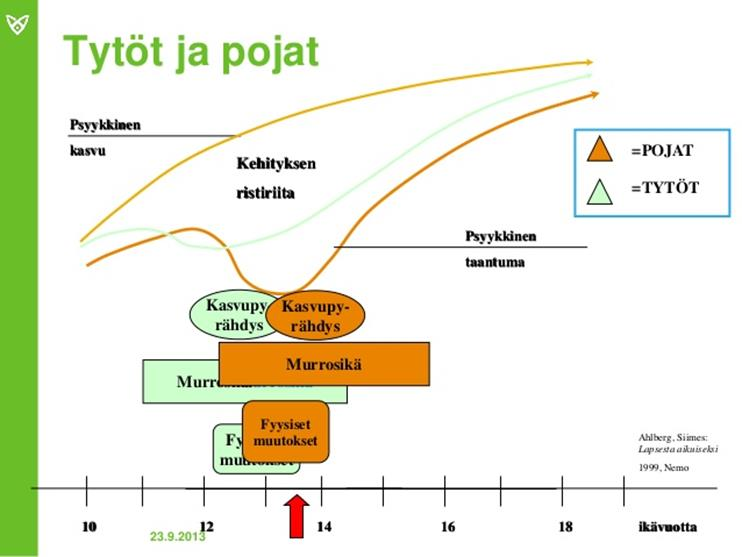 muuttaa omaa persoonallisuuttaan, koska se on psyykkisten rakenteiden ja suojautumiskeinojen uudelleen rakentumisen aikaa. (Aalberg & Siimes, 2007, 68, 74 77.) Kuva 1.