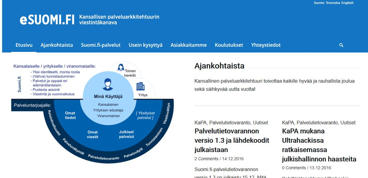Virallinen viestintäkanava: esuomi.fi https://esuomi.fi/ Sivustolla mm. Suomi.fi palveluiden esittelyvideot: https://esuomi.