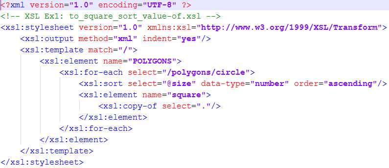 For-each & sort Kuva 1: Lähtödokumentin polygons_doc1.xml rakenne.