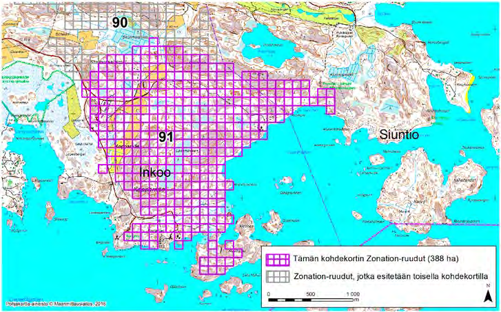 Inkoo Siuntio, Zonation-aluetunnus 91 INKOO SIUNTIO (91) Alue sijaitsee Itä-Inkoossa Kopparnäsissä. Pieni osa alueesta ulottuu Siuntion puolelle Kvarnträskin ja Sandvikenin ympäristöön.