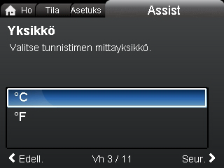 Suomi (FI) "Kaskadikäyttö" TM06 7498 3516 8.8.5 "Asetus, analoginen tulo" Tässä opastetussa valikossa asetetaan analogiset tulot, kuten lämpötila-anturin tulo lämpöenergiamittarille.