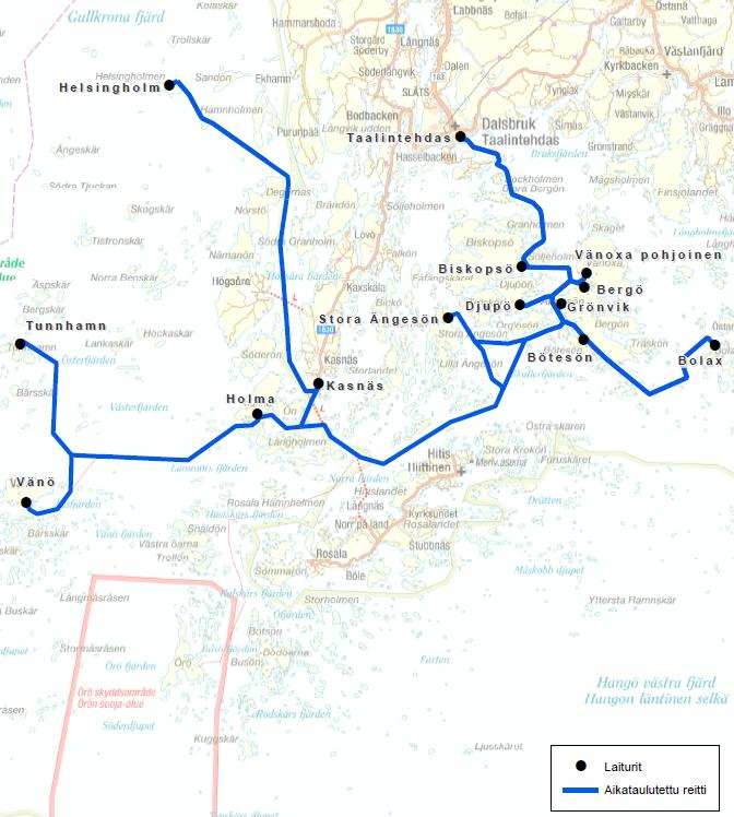 Liite 3 Hiittisten reittialue Kalusto: öljyntorjuntayhteysalus 1A, 8 henkilöautoa/25