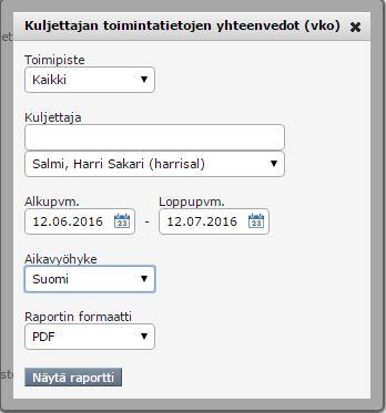 4.2. Raporttien luonti ja analysointi Raportointi välilehden kautta voidaan mm. luoda erilaisia raportteja.