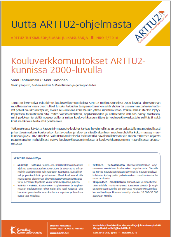 Tänä vuonna valmistuneita ARTTU2-tutkimuksia Nro 5/2016: Kunnallisten luottamushenkilöiden ajankäyttö vuosina 1995-2015. Siv Sandberg.