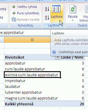 Oman luettelon tuonti Tuo valmis luettelo soluista valitsemalla ja painamalla Tuo. 6.11.