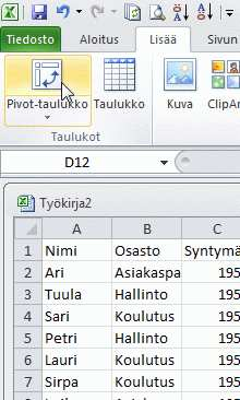 Arvo yläpuolelta tyhjiin soluihin Valitse sarake, jonka mukaan poisto tehdään.