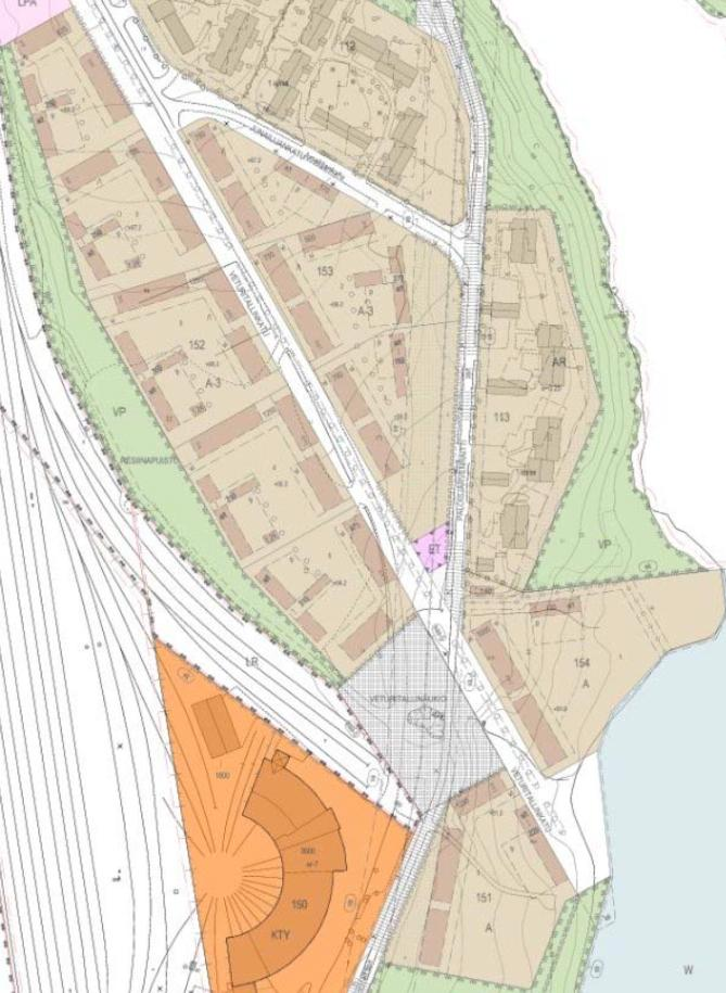 Kuva vasemmalla: Veturitallin rannan asuinalueella on rakennusoikeutta uudisrakennuksille n. 10 500 m2.