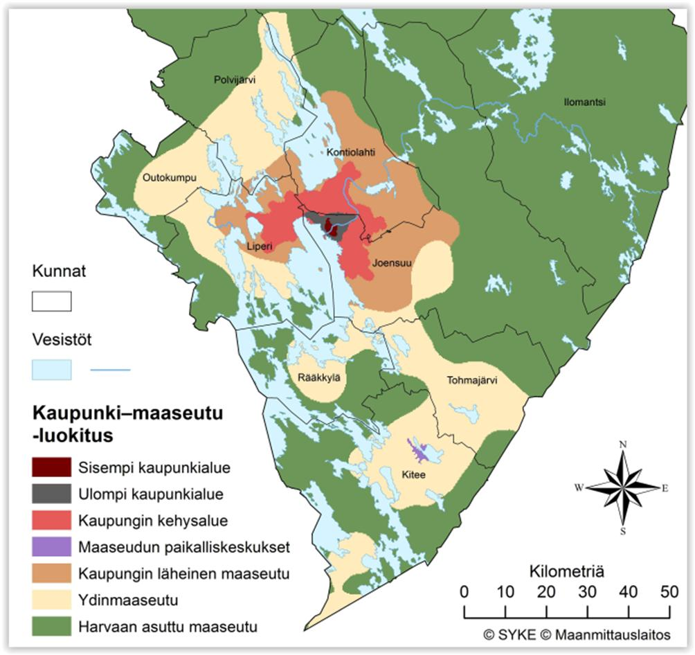 Kyselyn vastaukset kaupunki-maaseutuluokituksella Aluetyyppi Osuus Harvaan asuttu