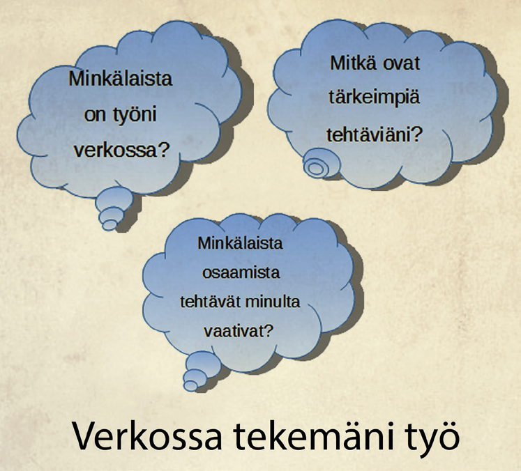 11 LIITTEET Liite 1: Ennakkotehtävä Seuraavalla sivulla olevan taulukon pohjalta tehtävänäsi olisi miettiä verkossa tekemäsi työn keskeisiä tehtäviä ja osaamista.