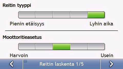 Reittivalinnat Reittiin ja reitin laskentaan vaikuttavia asetuksia voidaan mukauttaa niin, että navigointi sujuu halutulla tavalla. Reitin laskenta 1/5 Toimi seuraavasti: Jos haluat... Toimi näin.