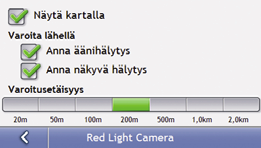 POI-hälytykset POI-hälytysasetuksilla voidaan MioMore Desktop-ohjelmiston kautta asennettuihin kiinnostavien kohteiden luokkiin (mukautettuihin POI-kohteisiin) liittää kuvallinen ja/tai äänivaroitus.