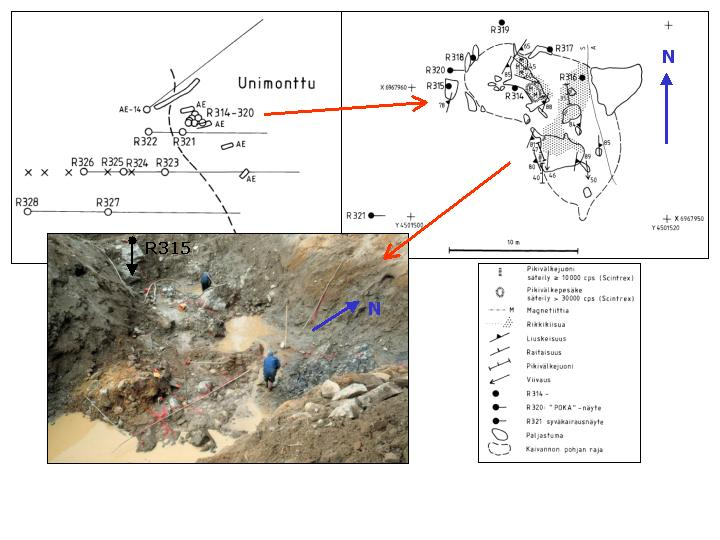 Geologian tutkimuskeskus 6 Fig. 5. The Unimonttu trench & drilling grid.