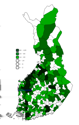 Liikenteen kasvihuonekaasupäästöt Suomessa kunnittain vuonna 2013 (1000 t CO2-ekv.