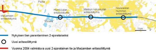 6(36) Kuva 4. Vaihtoehto Sininen 2.3 Vaihtoehto Sinivihreä Suunnittelualueen eteläosassa rakennetaan uusi tielinja nykyisen tien länsipuolelle (vaihtoehto vihreä ).