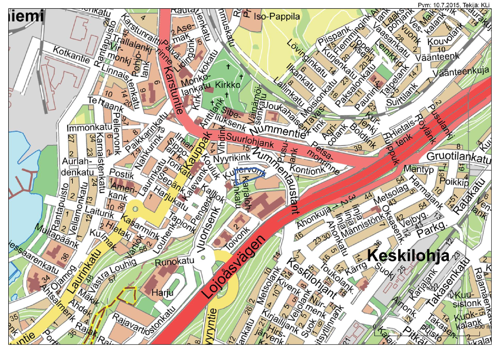 KAAVOITETTAVA ALUE Kaava-alueen rajaus opaskartalla 3.7.