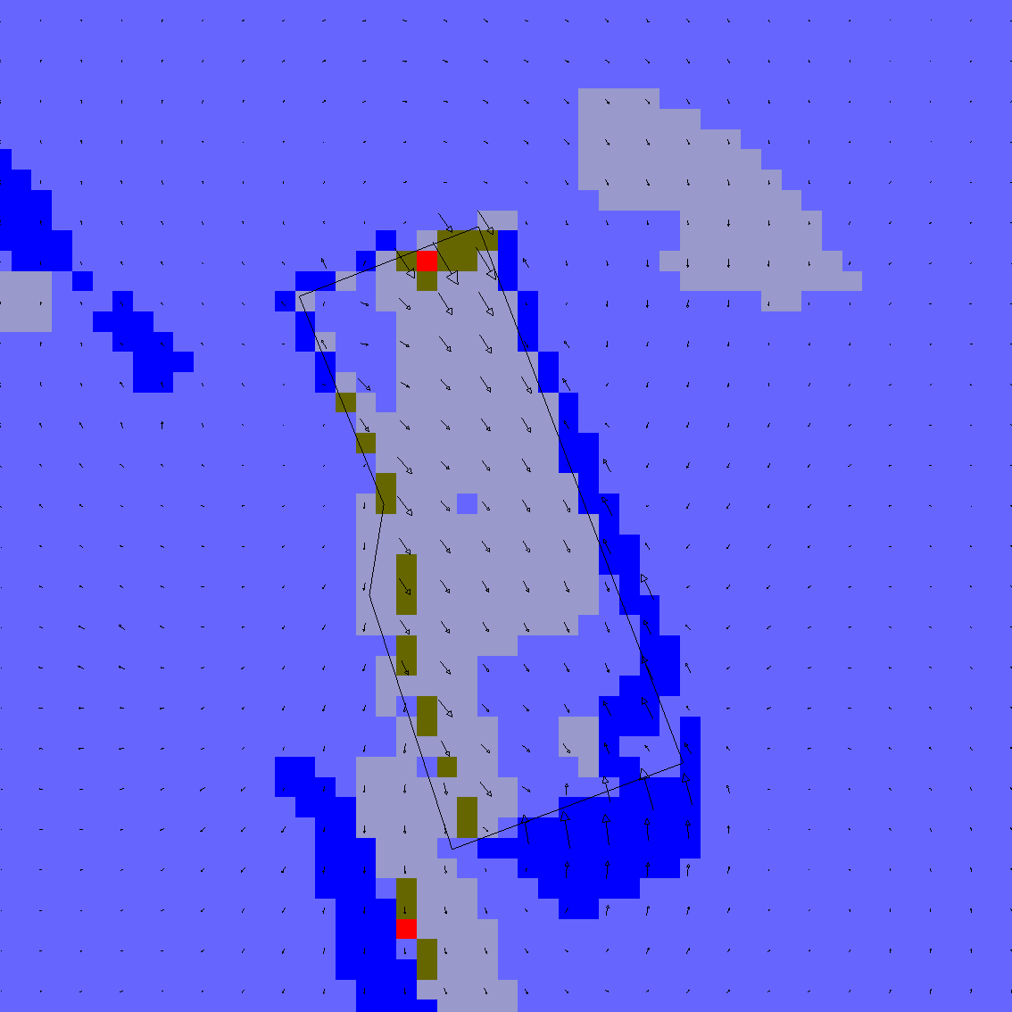 kaakkoistuulella 5 m/s.