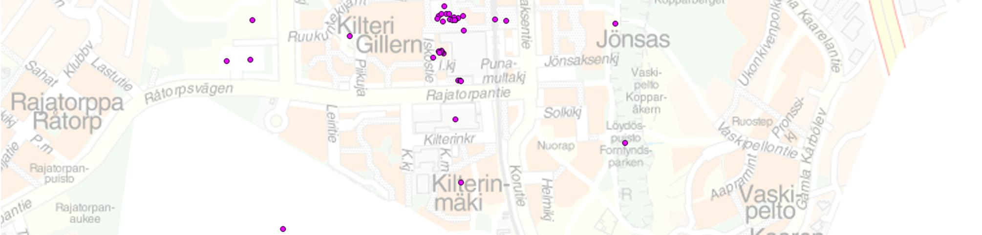 keskustan ja Myyrmäenraitin tuntumaan sekä