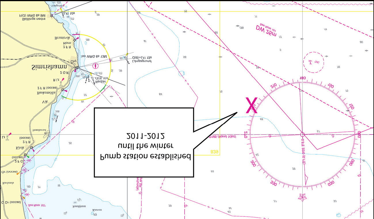 9 Details: The position of the formerly notified wave-powered pump station was incorrect. The correct position is stated below.