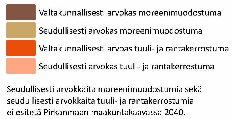 Arvokkaat moreenimuodostumat sekä tuuli- ja rantakerrostumat 33 kpl 4 kpl 21 kpl 8 kpl Ympäristöministeriö. 2007.