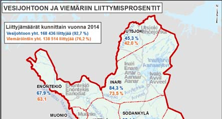 Lapin vesihuollon tila Vesijohtoverkoston ulkopuolella 13 300 asukasta