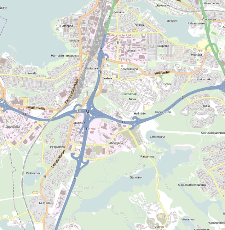 Multisilta, Lahdesjärvi, Sarankulma, Lakalaiva, Peltolammi, Hatanpää, Härmälä,